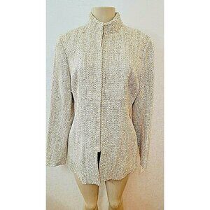 $ 748 WORTH WOMEN'S BEIGE BUTTON DOWN COTTON/WOOL  PEARL JACKET SIZE 12 # 317